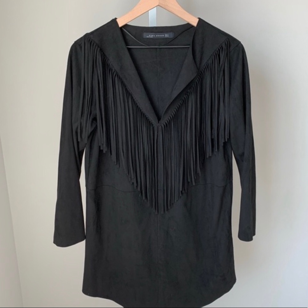 Zara Women’s Faux Suede Fringe Dress